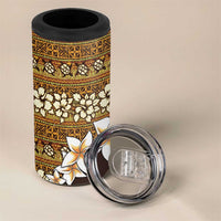 Vintage Hibiscus Turtle Pattern 4 in 1 Can Cooler Tumbler with Plumeria Half Style LT9 - Polynesian Pride
