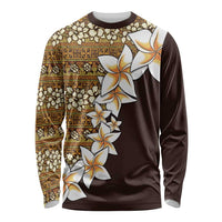 Vintage Hibiscus Turtle Pattern Long Sleeve Shirt with Plumeria Half Style LT9 Unisex Gold - Polynesian Pride