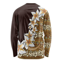 Vintage Hibiscus Turtle Pattern Long Sleeve Shirt with Plumeria Half Style LT9 - Polynesian Pride
