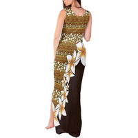 Vintage Hibiscus Turtle Pattern Tank Maxi Dress with Plumeria Half Style
