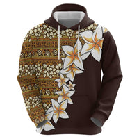 Vintage Hibiscus Turtle Pattern Zip Hoodie with Plumeria Half Style