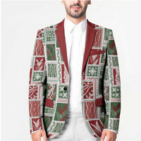 Mele Kalikimaka Hawaiian Quilt and Lei Patchwork Blazer - Polynesian Pride