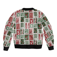 Mele Kalikimaka Hawaiian Quilt and Lei Patchwork Bomber Jacket - Polynesian Pride