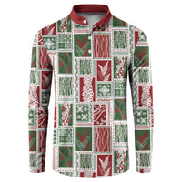 Mele Kalikimaka Hawaiian Quilt and Lei Patchwork Button Sweatshirt - Polynesian Pride