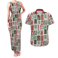 Mele Kalikimaka Hawaiian Quilt and Lei Patchwork Couples Matching Tank Maxi Dress and Hawaiian Shirt LT9 Red - Polynesian Pride