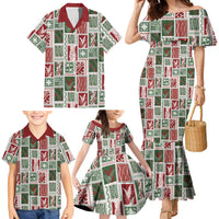 Mele Kalikimaka Hawaiian Quilt and Lei Patchwork Family Matching Mermaid Dress and Hawaiian Shirt - Polynesian Pride