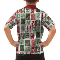 Mele Kalikimaka Hawaiian Quilt and Lei Patchwork Family Matching Off The Shoulder Long Sleeve Dress and Hawaiian Shirt - Polynesian Pride