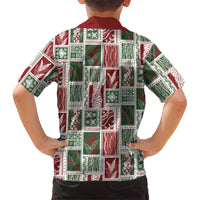 Mele Kalikimaka Hawaiian Quilt and Lei Patchwork Family Matching Off The Shoulder Long Sleeve Dress and Hawaiian Shirt - Polynesian Pride
