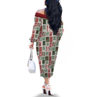 Mele Kalikimaka Hawaiian Quilt and Lei Patchwork Family Matching Off The Shoulder Long Sleeve Dress and Hawaiian Shirt - Polynesian Pride