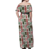 Mele Kalikimaka Hawaiian Quilt and Lei Patchwork Family Matching Off Shoulder Maxi Dress and Hawaiian Shirt LT9 - Polynesian Pride