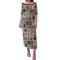 Mele Kalikimaka Hawaiian Quilt and Lei Patchwork Family Matching Puletasi and Hawaiian Shirt LT9 Mom's Dress Red - Polynesian Pride