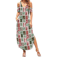 Mele Kalikimaka Hawaiian Quilt and Lei Patchwork Family Matching Summer Maxi Dress and Hawaiian Shirt LT9 Mom's Dress Red - Polynesian Pride