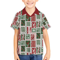 Mele Kalikimaka Hawaiian Quilt and Lei Patchwork Family Matching Tank Maxi Dress and Hawaiian Shirt LT9 Son's Shirt Red - Polynesian Pride