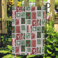 Mele Kalikimaka Hawaiian Quilt and Lei Patchwork Garden Flag - Polynesian Pride