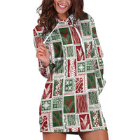 Mele Kalikimaka Hawaiian Quilt and Lei Patchwork Hoodie Dress - Polynesian Pride