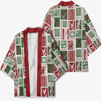 Mele Kalikimaka Hawaiian Quilt and Lei Patchwork Kimono - Polynesian Pride