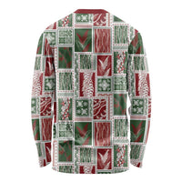 Mele Kalikimaka Hawaiian Quilt and Lei Patchwork Long Sleeve Shirt - Polynesian Pride