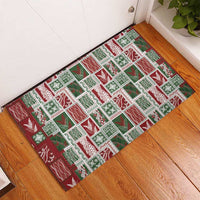 Mele Kalikimaka Hawaiian Quilt and Lei Patchwork Rubber Doormat - Polynesian Pride