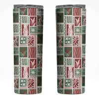 Mele Kalikimaka Hawaiian Quilt and Lei Patchwork Skinny Tumbler - Polynesian Pride