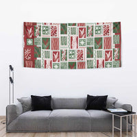 Mele Kalikimaka Hawaiian Quilt and Lei Patchwork Tapestry - Polynesian Pride