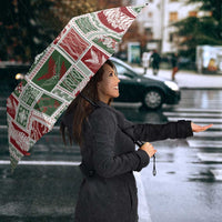 Mele Kalikimaka Hawaiian Quilt and Lei Patchwork Umbrella - Polynesian Pride