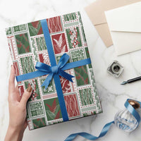 Mele Kalikimaka Hawaiian Quilt and Lei Patchwork Wrapping Paper - Polynesian Pride