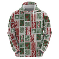 Mele Kalikimaka Hawaiian Quilt and Lei Patchwork Zip Hoodie - Polynesian Pride