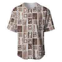 Vintage Aloha Block Quilt Baseball Jersey Beige Inspired Lei Motifs - Polynesian Pride