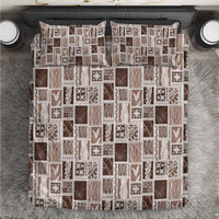 Vintage Aloha Block Quilt Bedding Set Beige Inspired Lei Motifs LT9 Beige - Polynesian Pride