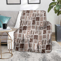Vintage Aloha Block Quilt Blanket Beige Inspired Lei Motifs - Polynesian Pride