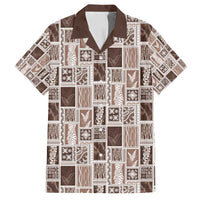 Vintage Aloha Block Quilt Family Matching Long Sleeve Bodycon Dress and Hawaiian Shirt Beige Inspired Lei Motifs LT9 Dad's Shirt - Short Sleeve Beige - Polynesian Pride
