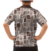 Vintage Aloha Block Quilt Family Matching Mermaid Dress and Hawaiian Shirt Beige Inspired Lei Motifs - Polynesian Pride