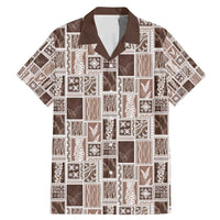 Vintage Aloha Block Quilt Family Matching Mermaid Dress and Hawaiian Shirt Beige Inspired Lei Motifs LT9 Dad's Shirt - Short Sleeve Beige - Polynesian Pride