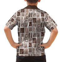 Vintage Aloha Block Quilt Family Matching Off Shoulder Short Dress and Hawaiian Shirt Beige Inspired Lei Motifs LT9 - Polynesian Pride