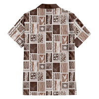 Vintage Aloha Block Quilt Family Matching Off Shoulder Short Dress and Hawaiian Shirt Beige Inspired Lei Motifs LT9 - Polynesian Pride