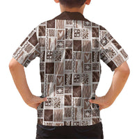 Vintage Aloha Block Quilt Family Matching Short Sleeve Bodycon Dress and Hawaiian Shirt Beige Inspired Lei Motifs LT9 - Polynesian Pride