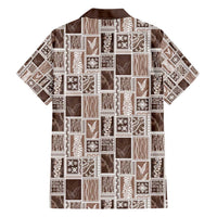 Vintage Aloha Block Quilt Family Matching Short Sleeve Bodycon Dress and Hawaiian Shirt Beige Inspired Lei Motifs - Polynesian Pride