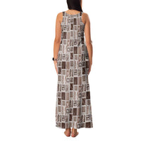 Vintage Aloha Block Quilt Family Matching Tank Maxi Dress and Hawaiian Shirt Beige Inspired Lei Motifs LT9 - Polynesian Pride