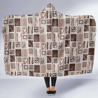 Vintage Aloha Block Quilt Hooded Blanket Beige Inspired Lei Motifs - Polynesian Pride
