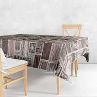 Vintage Aloha Block Quilt Tablecloth Beige Inspired Lei Motifs - Polynesian Pride