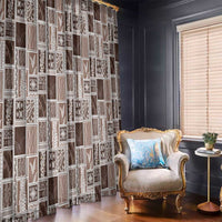 Vintage Aloha Block Quilt Window Curtain Beige Inspired Lei Motifs - Polynesian Pride