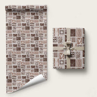 Vintage Aloha Block Quilt Wrapping Paper Beige Inspired Lei Motifs - Polynesian Pride
