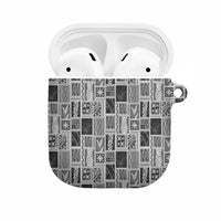 Vintage Aloha Block Quilt AirPods Case Black Inspired Lei Motifs - Polynesian Pride