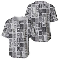Vintage Aloha Block Quilt Baseball Jersey Black Inspired Lei Motifs - Polynesian Pride