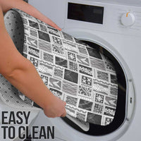 Vintage Aloha Block Quilt Bathroom Set Black Inspired Lei Motifs - Polynesian Pride