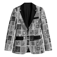 Vintage Aloha Block Quilt Blazer Black Inspired Lei Motifs - Polynesian Pride