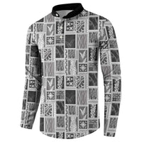 Vintage Aloha Block Quilt Button Sweatshirt Black Inspired Lei Motifs LT9 - Polynesian Pride