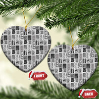 Vintage Aloha Block Quilt Ceramic Ornament Black Inspired Lei Motifs - Polynesian Pride