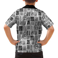 Vintage Aloha Block Quilt Family Matching Long Sleeve Bodycon Dress and Hawaiian Shirt Black Inspired Lei Motifs LT9 - Polynesian Pride