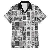 Vintage Aloha Block Quilt Family Matching Long Sleeve Bodycon Dress and Hawaiian Shirt Black Inspired Lei Motifs - Polynesian Pride